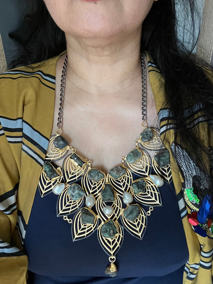 Statement Natural Raw Gemstones Handmade Necklace - Elevate Your Elegance