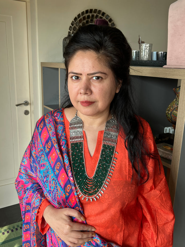 Paisley Sterling 925 Silver Jade Rani Haar/ Real Silver Necklace/ Pearl Necklace