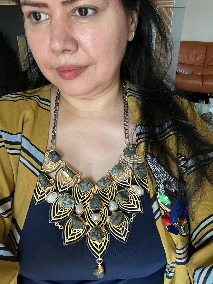 Statement Natural Raw Gemstones Handmade Necklace - Elevate Your Elegance