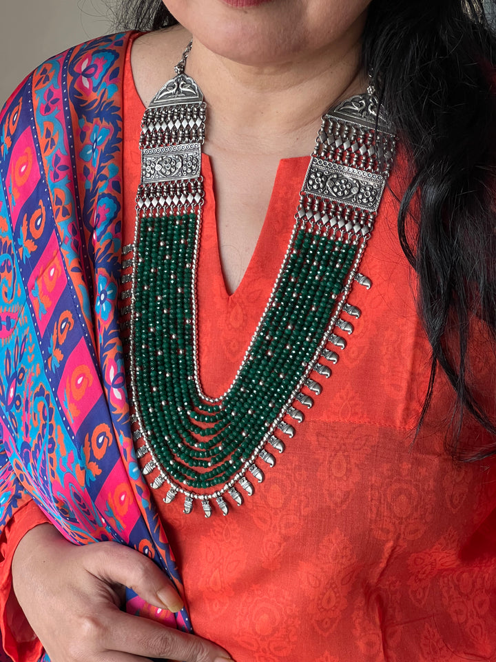 Paisley Sterling 925 Silver Jade Rani Haar/ Real Silver Necklace/ Pearl Necklace