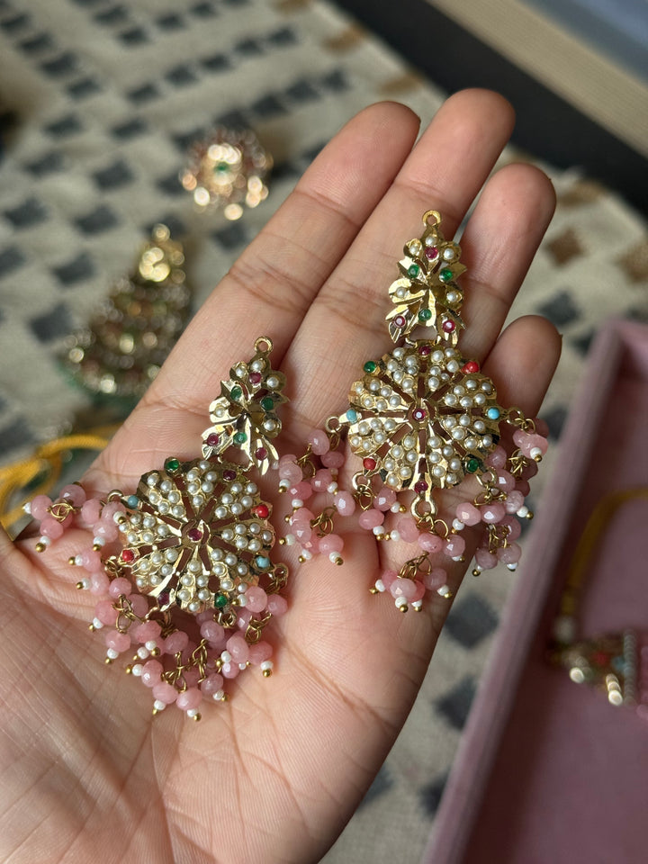 Statement Jadau Choker Necklace Set | 18k Gold Plated | Copper & Semi-Precious Stones