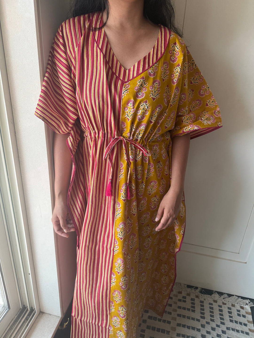 100% Cotton Kaftan: Indian Print Loungewear