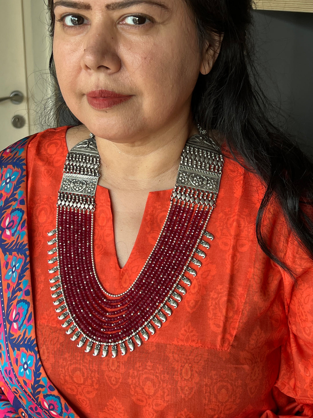 Paisley Sterling 925 Silver Jade Rani Haar/ Real Silver Necklace/ Pearl Necklace