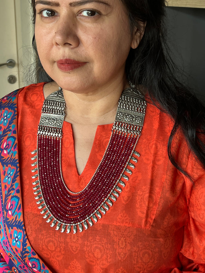 Paisley Sterling 925 Silver Jade Rani Haar/ Real Silver Necklace/ Pearl Necklace