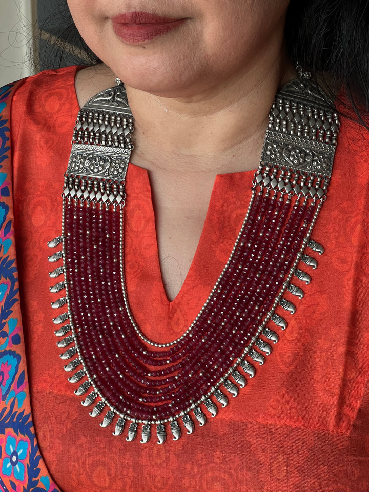 Paisley Sterling 925 Silver Jade Rani Haar/ Real Silver Necklace/ Pearl Necklace