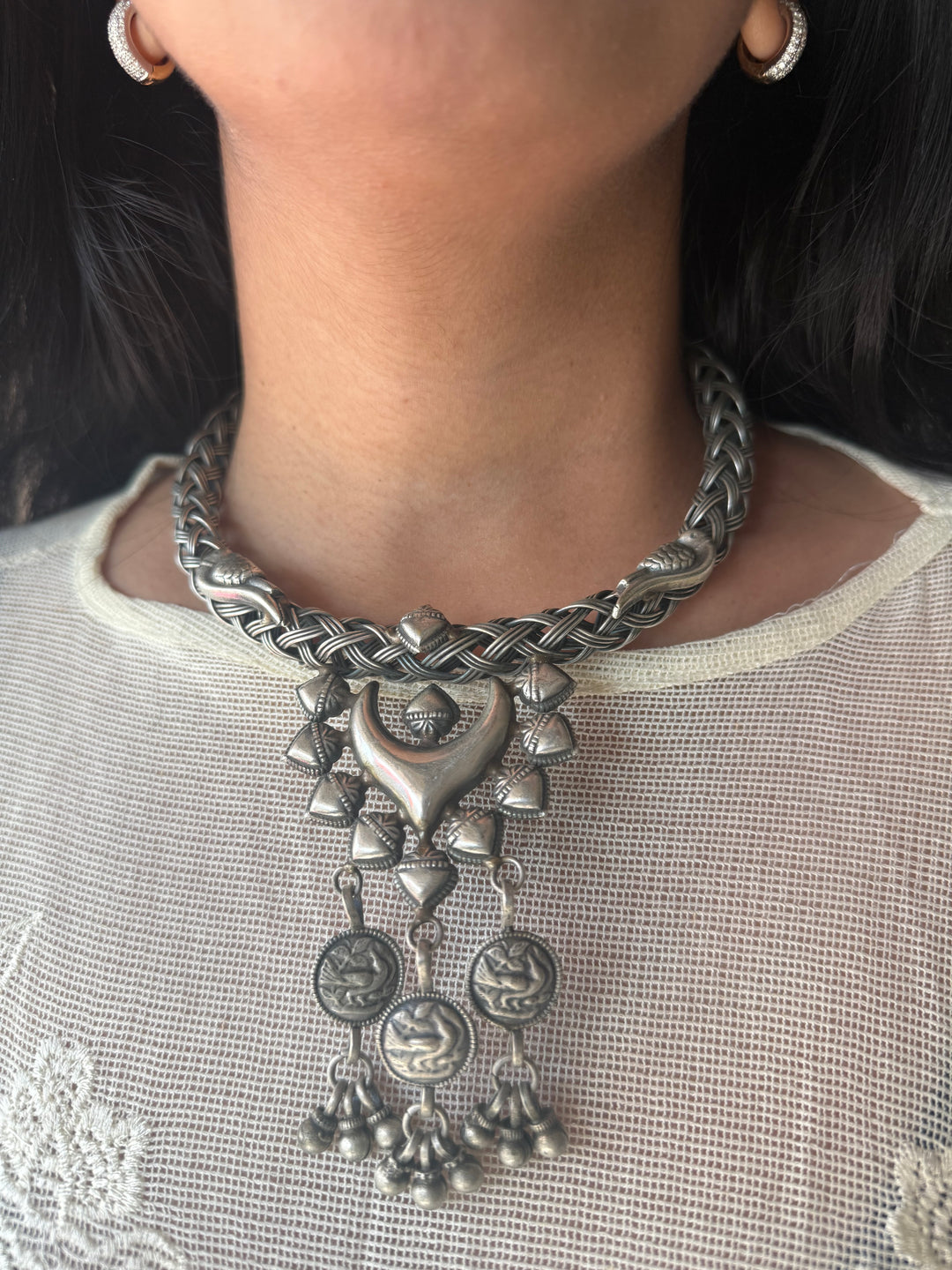 Handmade Tribal Hasli Necklace | Antique Polish Brass Statement Necklace