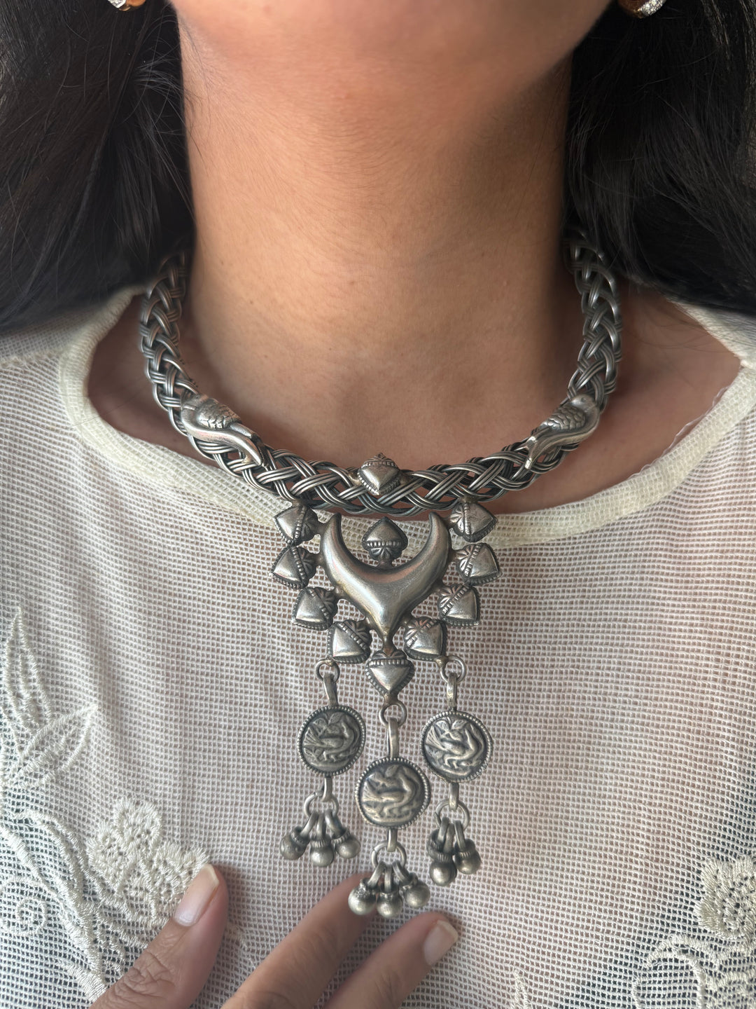 Handmade Tribal Hasli Necklace | Antique Polish Brass Statement Necklace