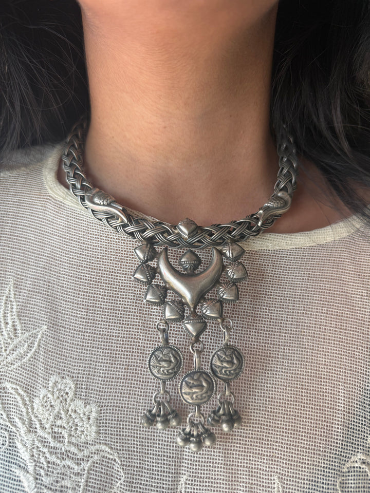 Handmade Tribal Hasli Necklace | Antique Polish Brass Statement Necklace