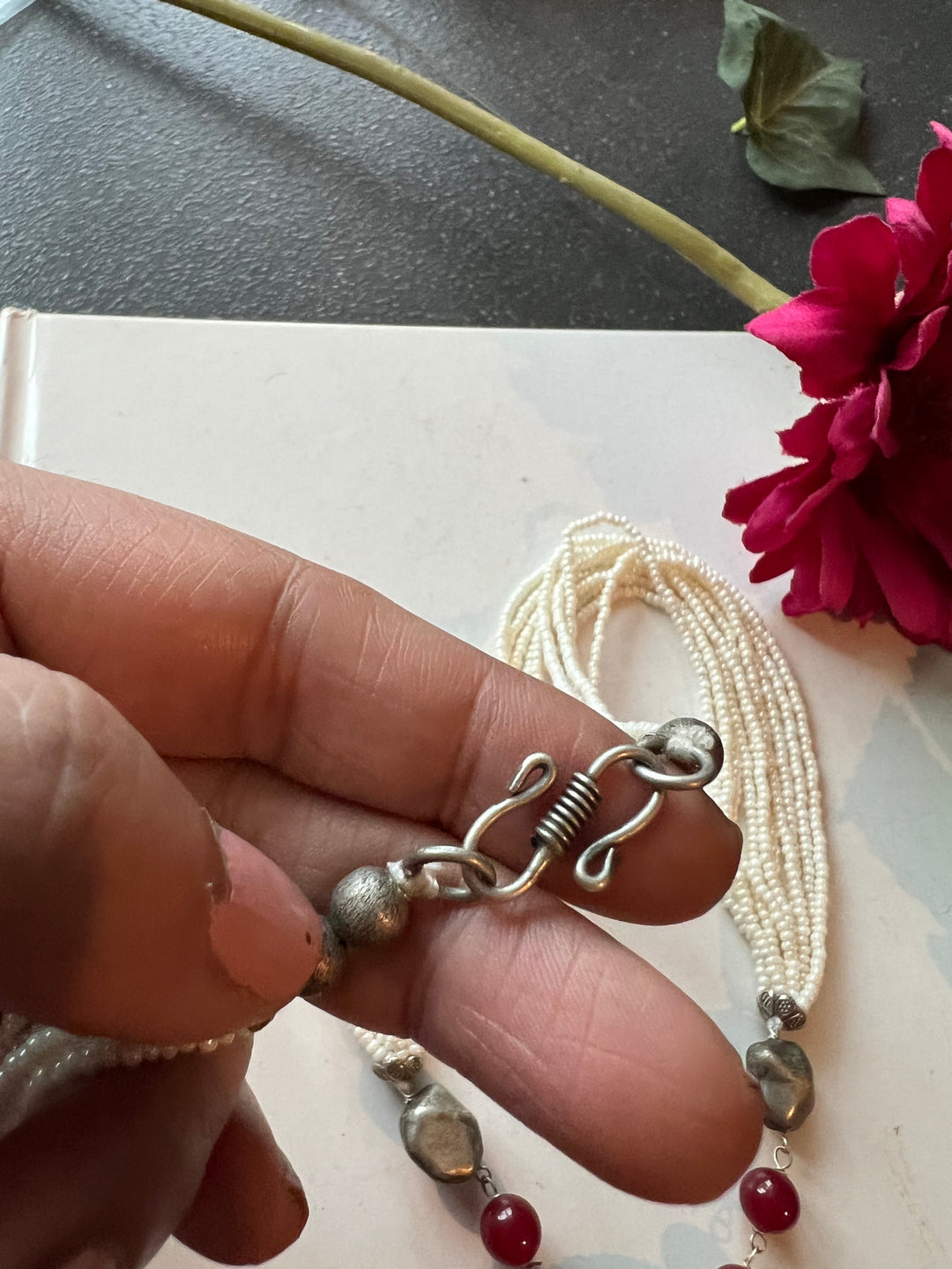 Tribal Handpainted Pendant Necklace with Statement Earrings