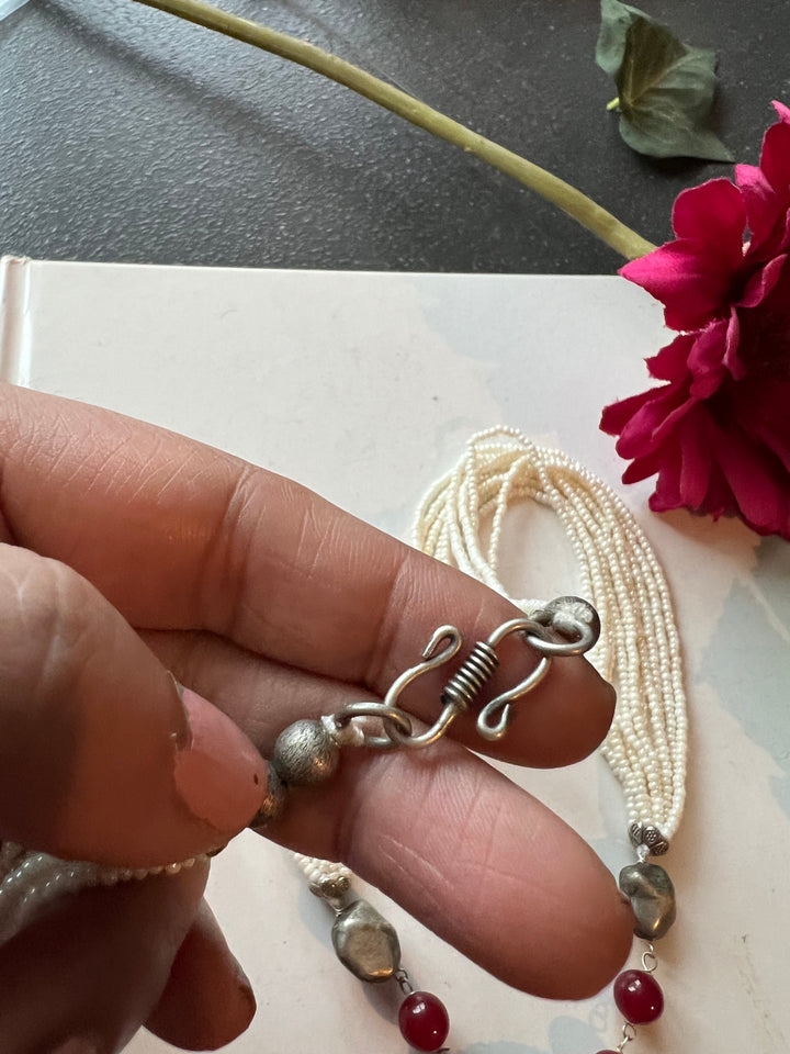 Tribal Handpainted Pendant Necklace with Statement Earrings