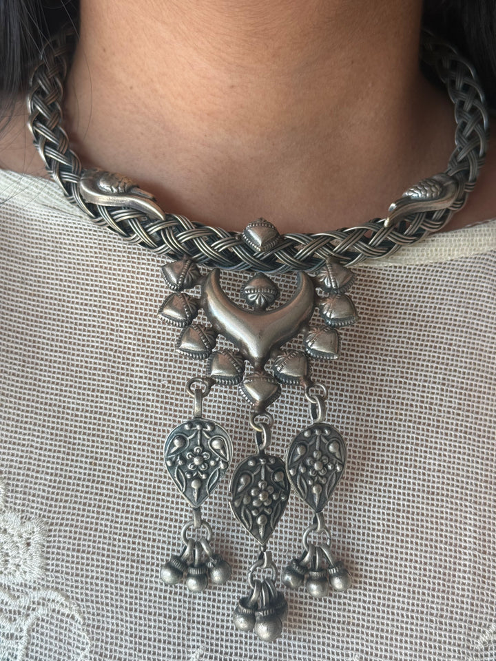 Handmade Tribal Hasli Necklace | Antique Polish Brass Statement Necklace