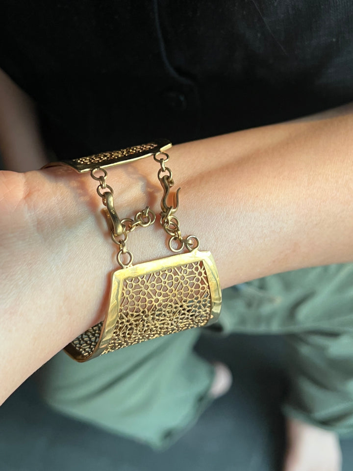 Exquisite 925 Silver Kundan Cuff Bracelet - Handcrafted by SHIVKA