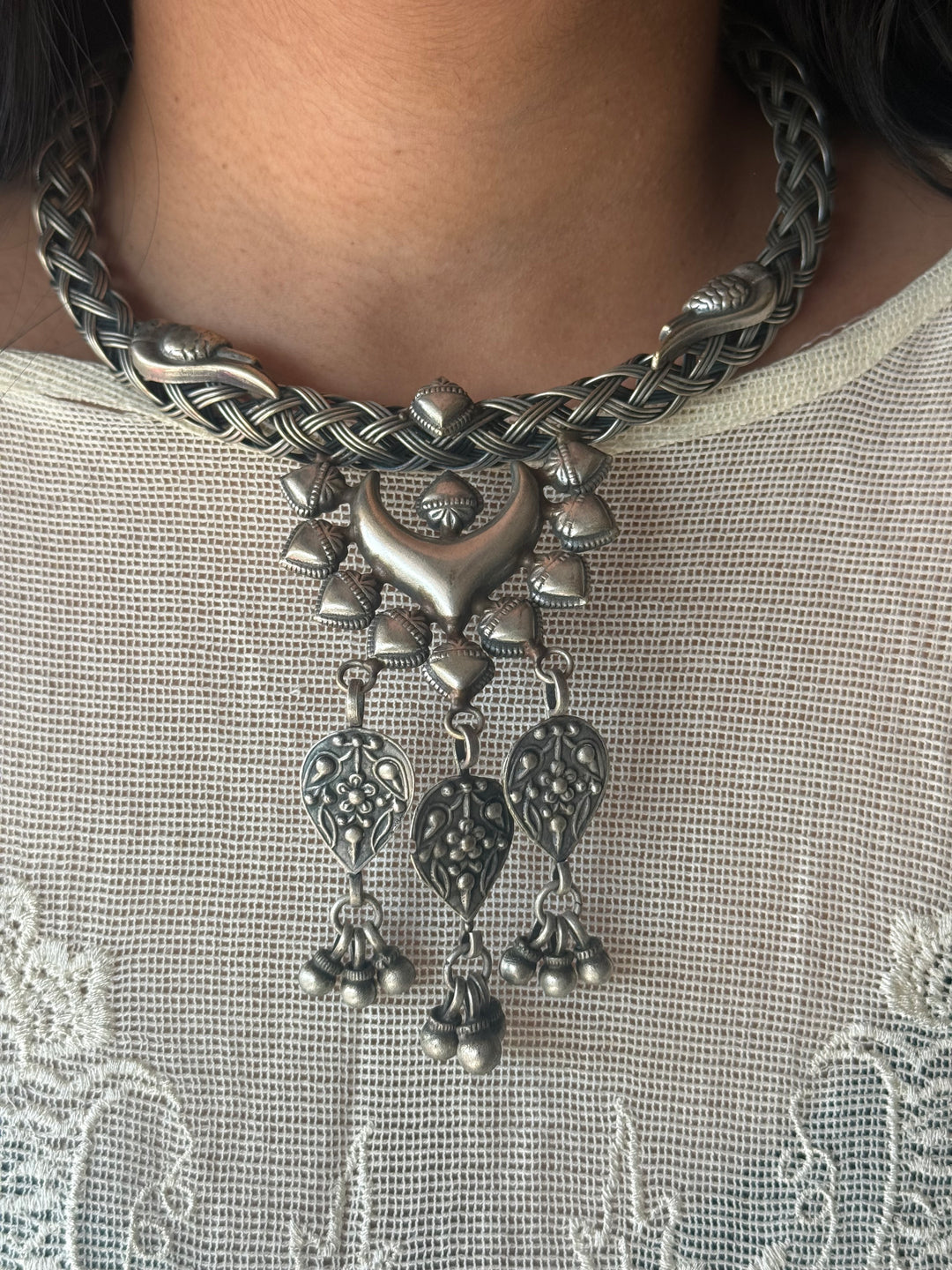 Handmade Tribal Hasli Necklace | Antique Polish Brass Statement Necklace