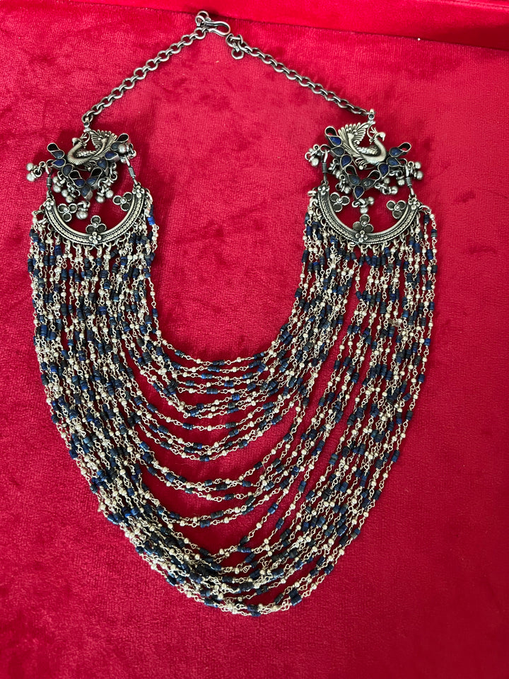 Afghani Lapis Lazuli Sterling 925 Silver Necklace/ Real Silver Necklace/ Lapis Lazuli Necklace