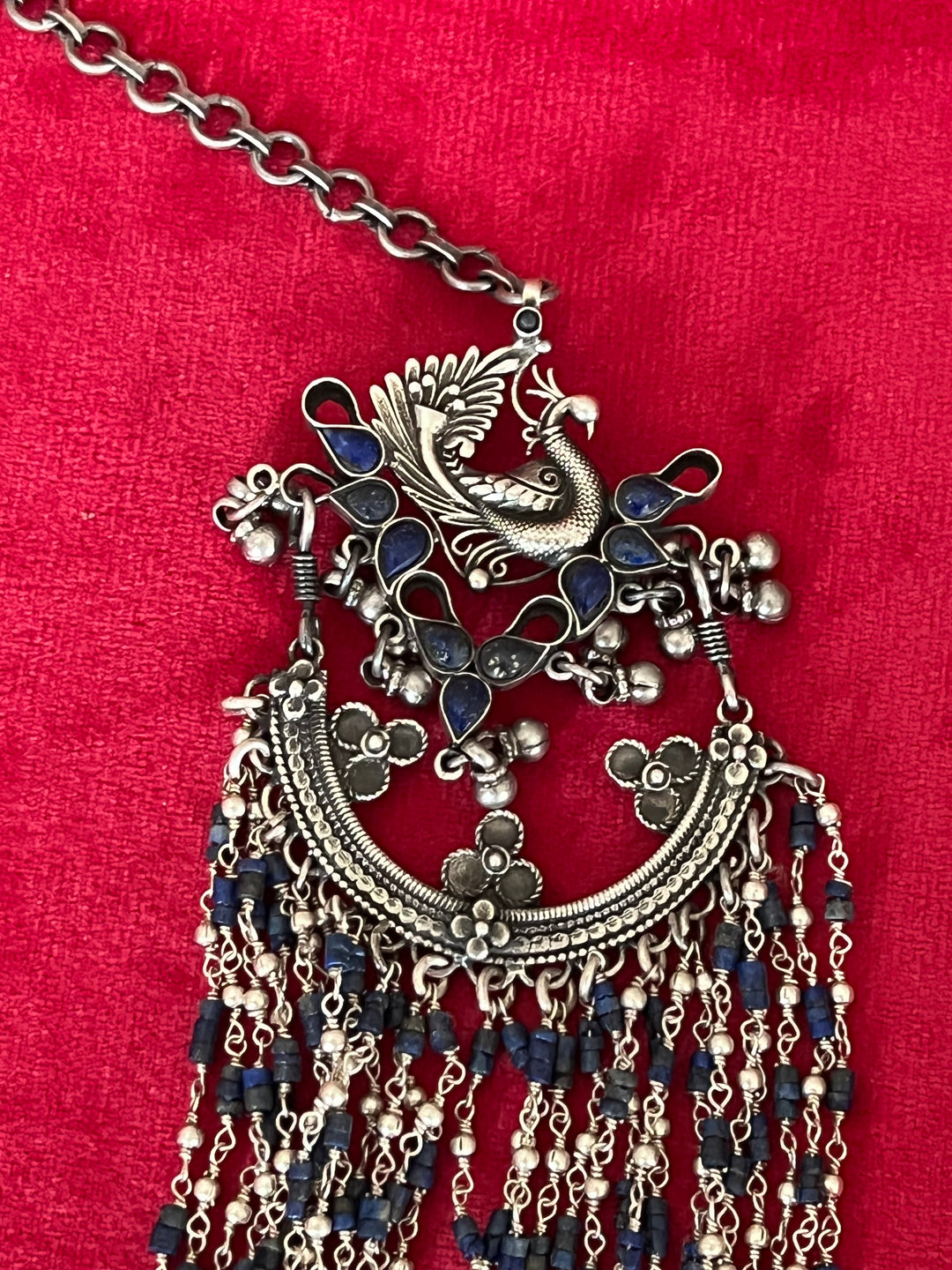 Afghani Lapis Lazuli Sterling 925 Silver Necklace/ Real Silver Necklace/ Lapis Lazuli Necklace