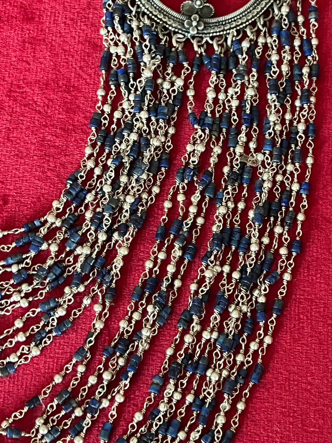 Afghani Lapis Lazuli Sterling 925 Silver Necklace/ Real Silver Necklace/ Lapis Lazuli Necklace