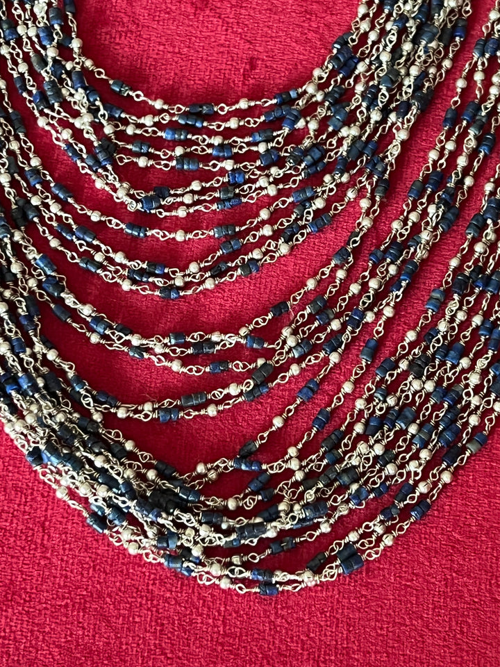 Afghani Lapis Lazuli Sterling 925 Silver Necklace/ Real Silver Necklace/ Lapis Lazuli Necklace