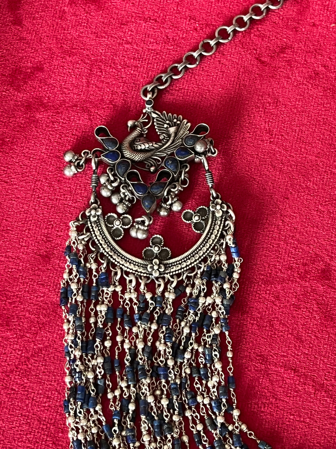 Afghani Lapis Lazuli Sterling 925 Silver Necklace/ Real Silver Necklace/ Lapis Lazuli Necklace