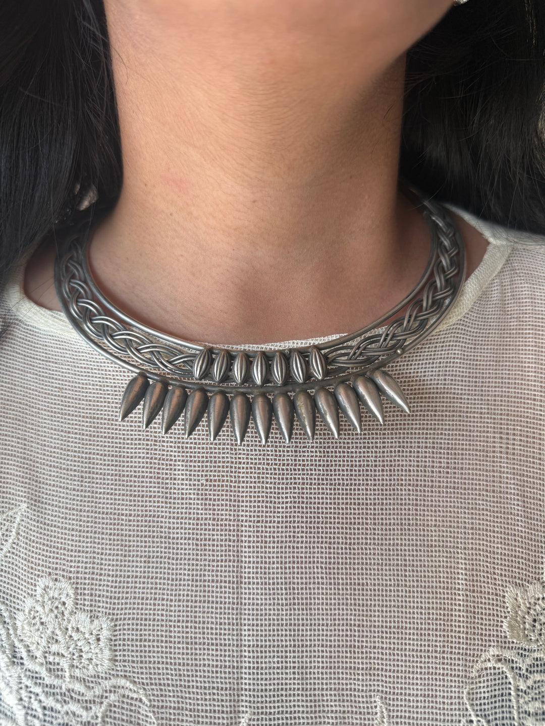 Handmade Tribal Hasli Necklace | Antique Polish Brass Statement Necklace