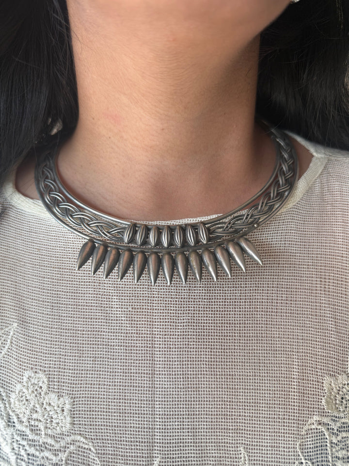 Handmade Tribal Hasli Necklace | Antique Polish Brass Statement Necklace