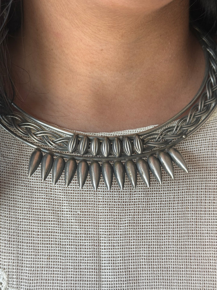 Handmade Tribal Hasli Necklace | Antique Polish Brass Statement Necklace