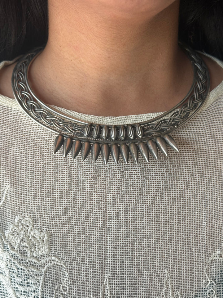 Handmade Tribal Hasli Necklace | Antique Polish Brass Statement Necklace