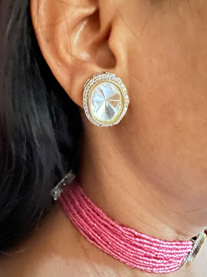 Minimalist Victorian Kundan Choker with Studs