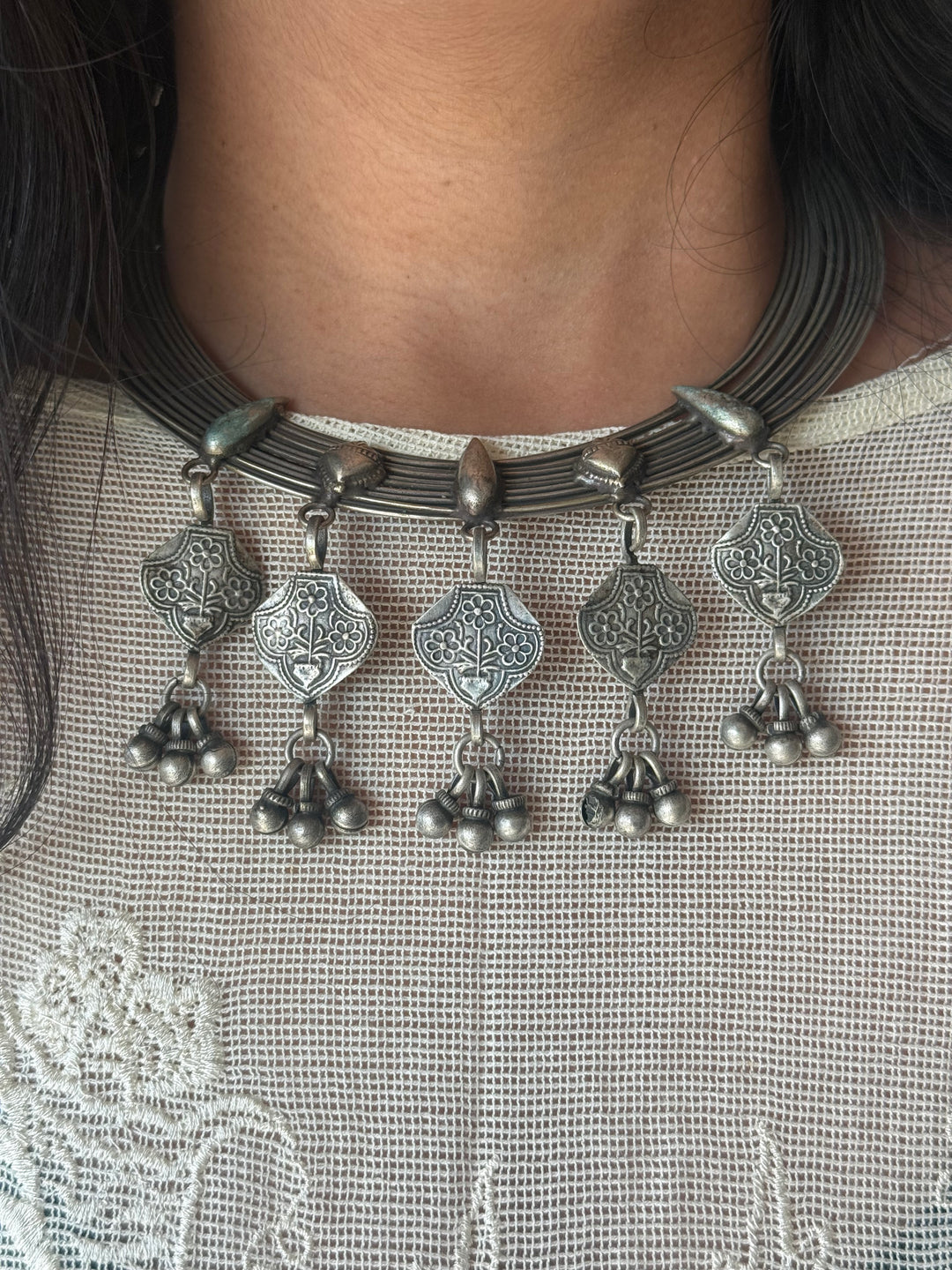 Handmade Tribal Hasli Necklace | Antique Polish Brass Statement Necklace