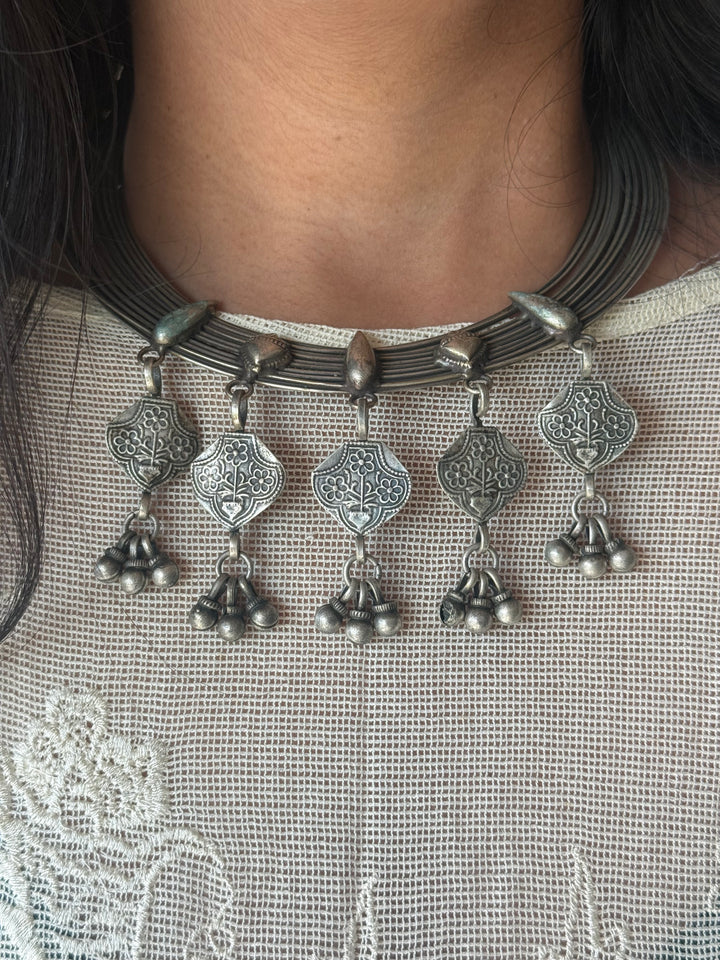 Handmade Tribal Hasli Necklace | Antique Polish Brass Statement Necklace