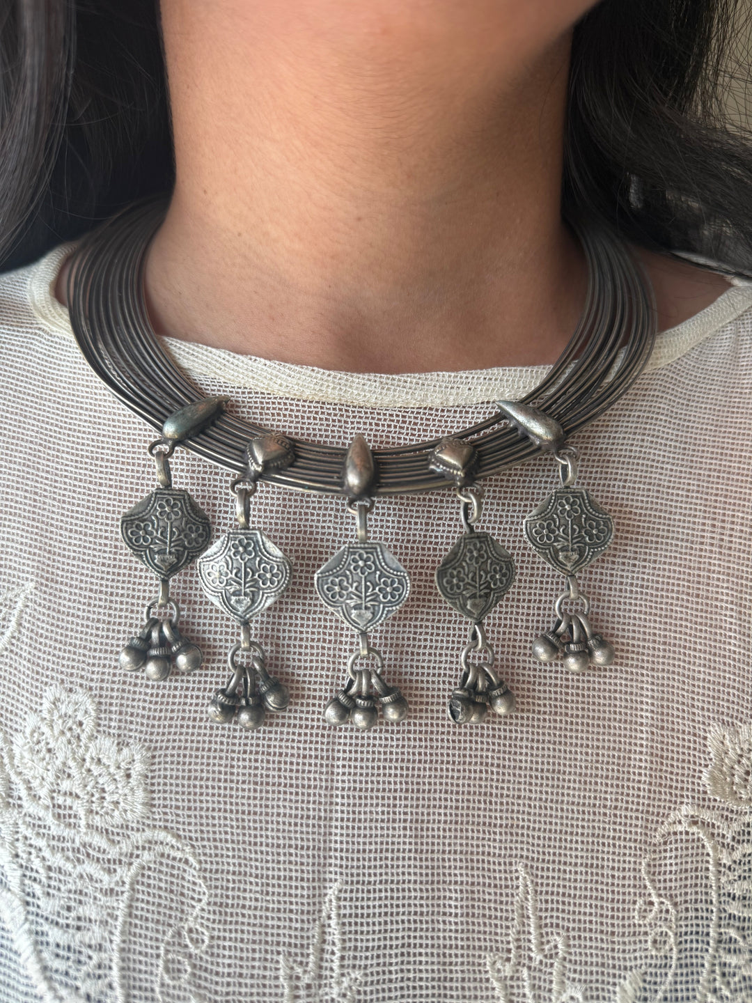 Handmade Tribal Hasli Necklace | Antique Polish Brass Statement Necklace