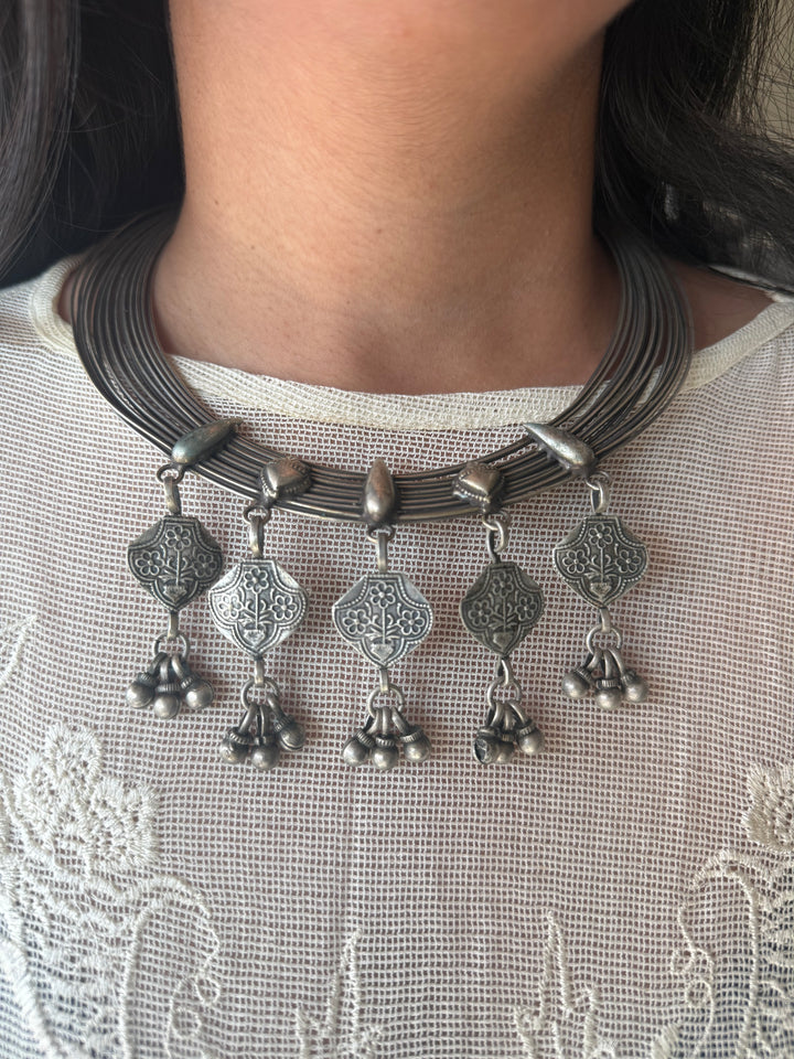 Handmade Tribal Hasli Necklace | Antique Polish Brass Statement Necklace