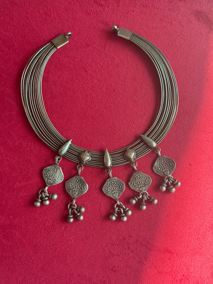 Handmade Tribal Hasli Necklace | Antique Polish Brass Statement Necklace