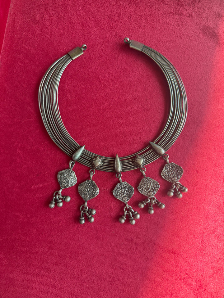 Handmade Tribal Hasli Necklace | Antique Polish Brass Statement Necklace