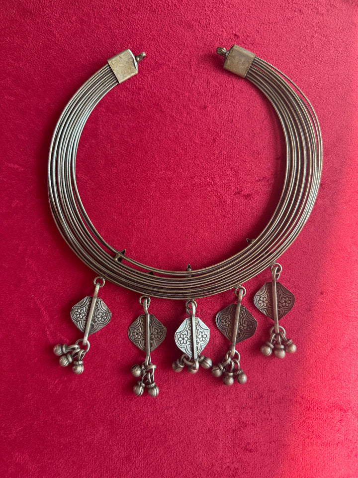 Handmade Tribal Hasli Necklace | Antique Polish Brass Statement Necklace