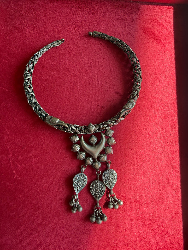 Handmade Tribal Hasli Necklace | Antique Polish Brass Statement Necklace