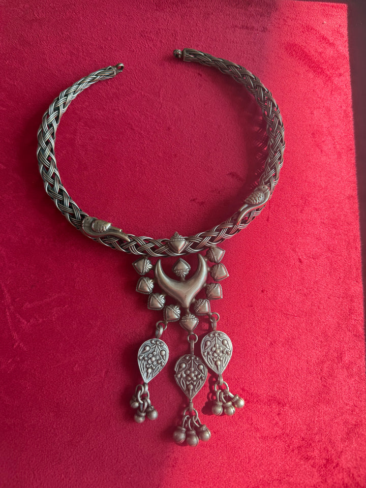 Handmade Tribal Hasli Necklace | Antique Polish Brass Statement Necklace