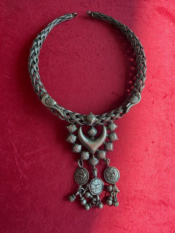 Handmade Tribal Hasli Necklace | Antique Polish Brass Statement Necklace