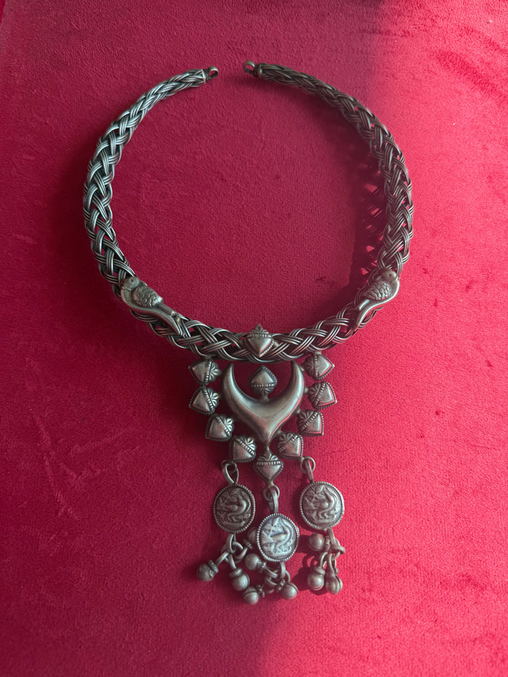 Handmade Tribal Hasli Necklace | Antique Polish Brass Statement Necklace