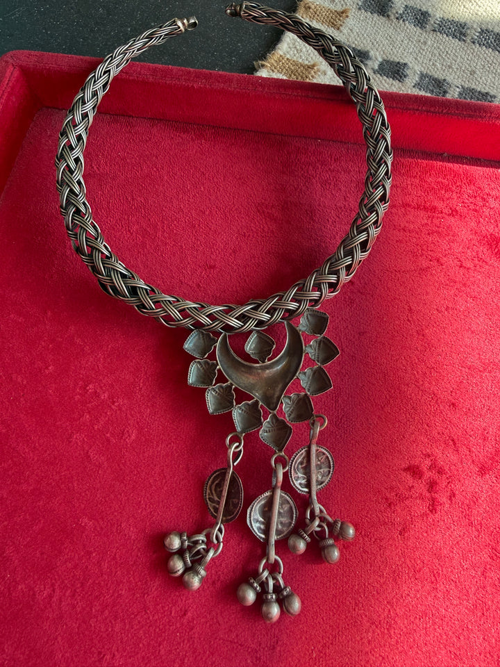 Handmade Tribal Hasli Necklace | Antique Polish Brass Statement Necklace