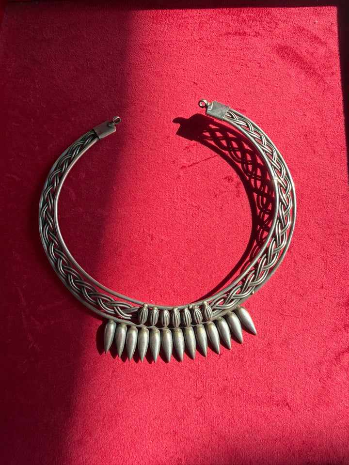 Handmade Tribal Hasli Necklace | Antique Polish Brass Statement Necklace