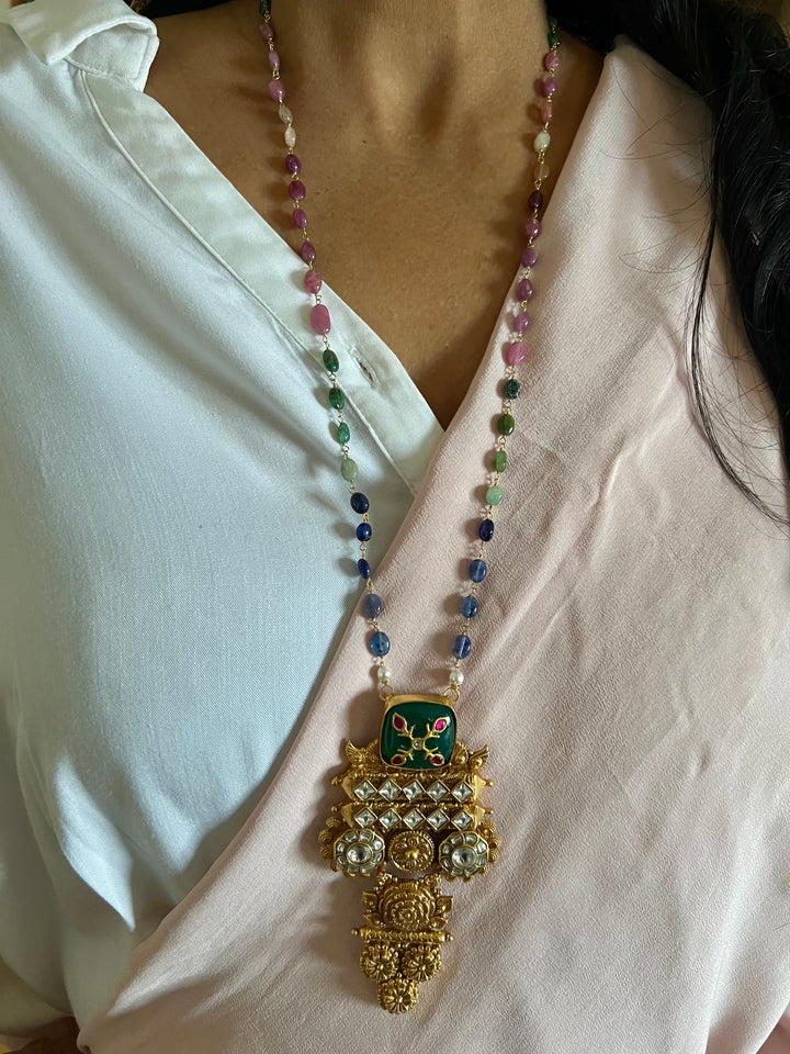 Elegant Fusion Necklace - One-of-a-Kind 925 Silver with Multicoloured Beads