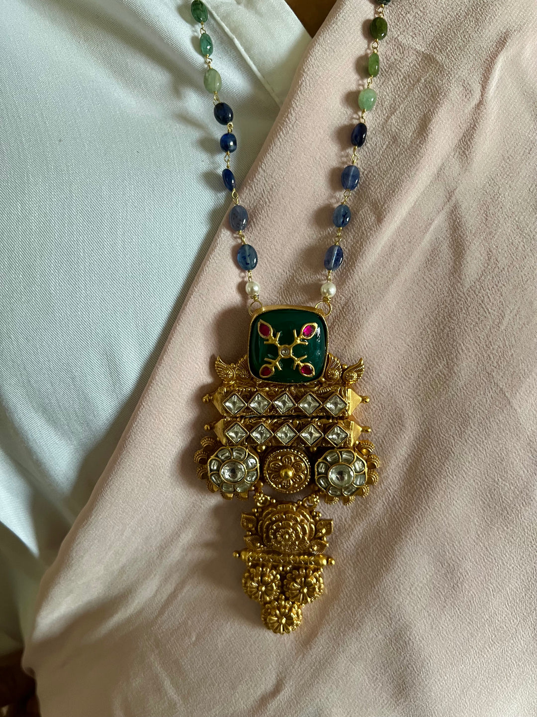 Elegant Fusion Necklace - One-of-a-Kind 925 Silver with Multicoloured Beads