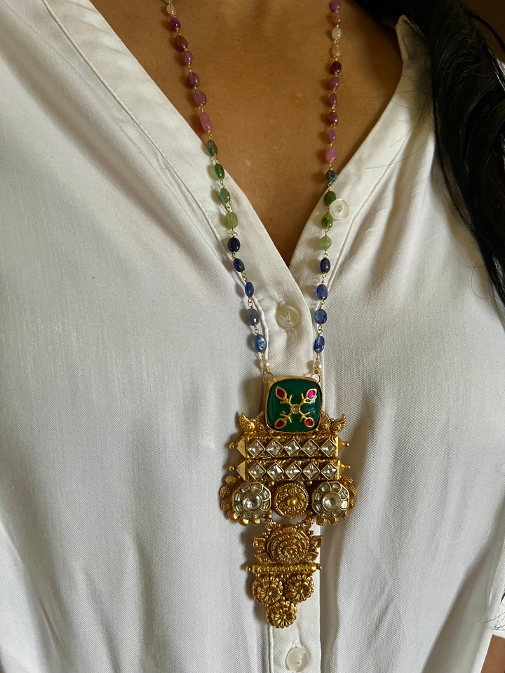 Elegant Fusion Necklace - One-of-a-Kind 925 Silver with Multicoloured Beads