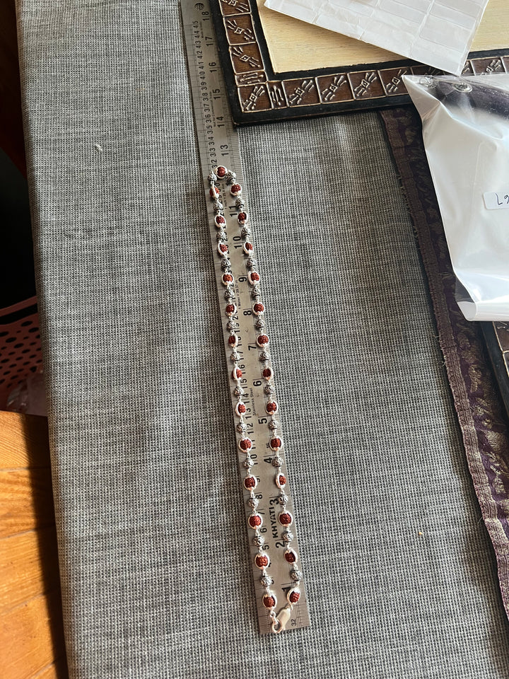 Handmade 925 Silver Necklace with Real Rudraksh & OM Beads | Spiritual Jewelry by SHIVKA