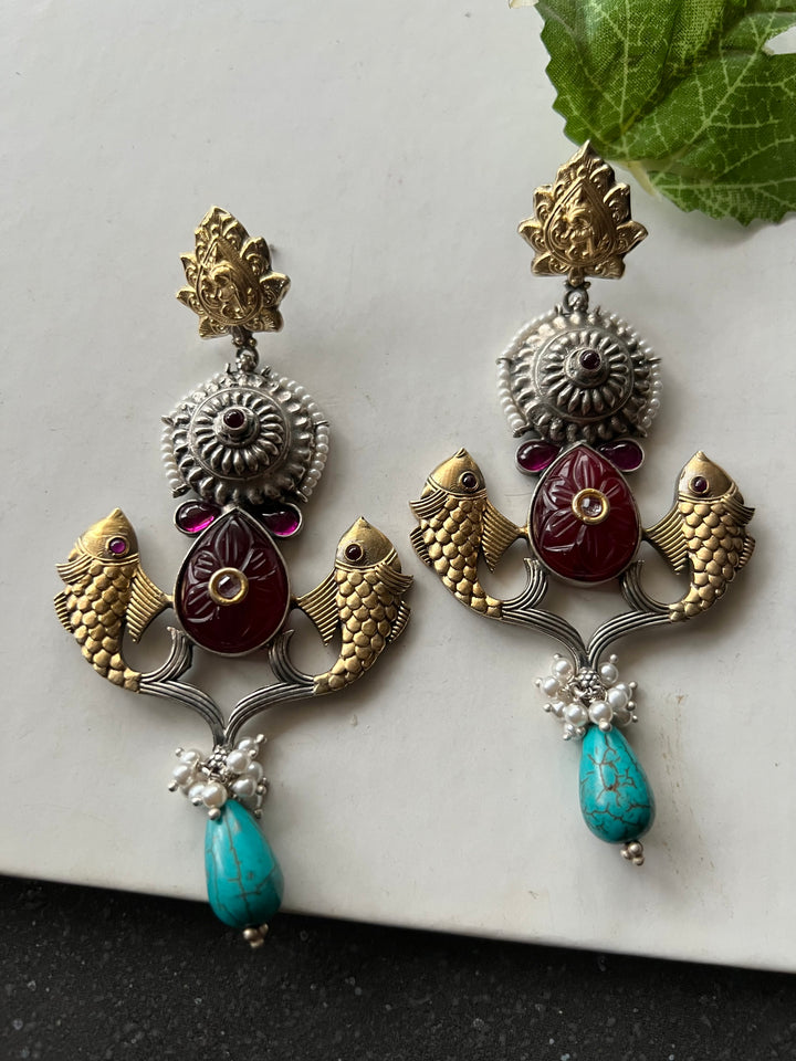 Unique Fish Design Silver Earrings - One-of-a-Kind Piece