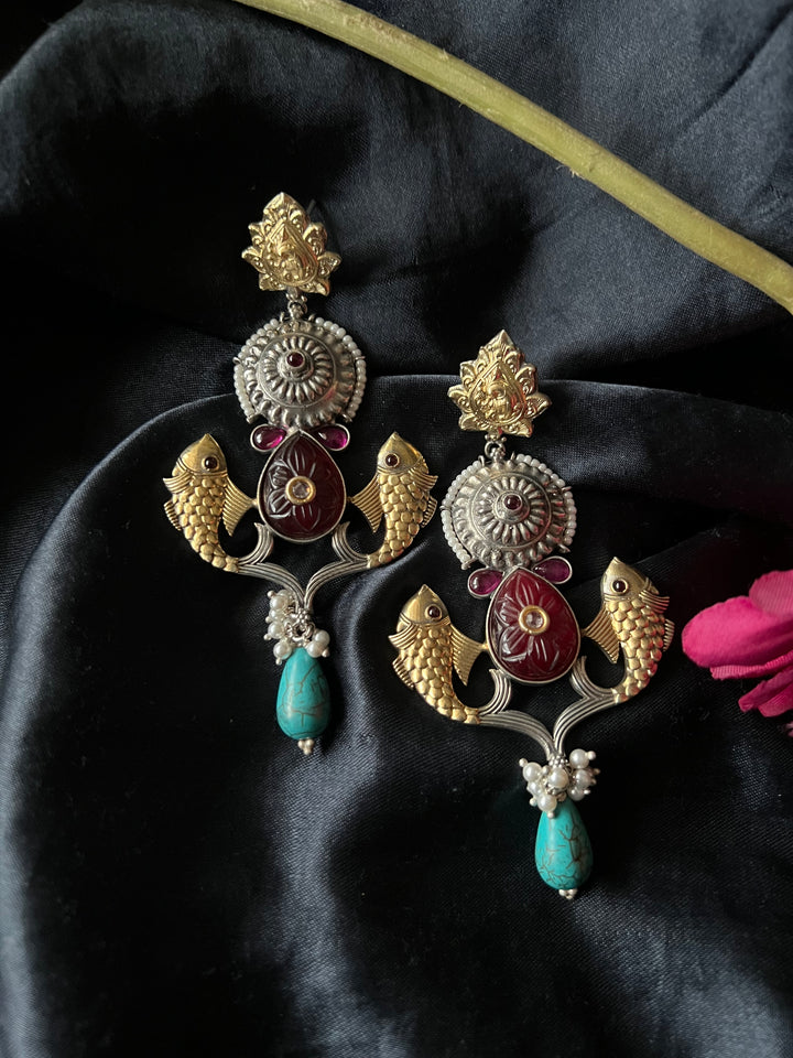 Unique Fish Design Silver Earrings - One-of-a-Kind Piece