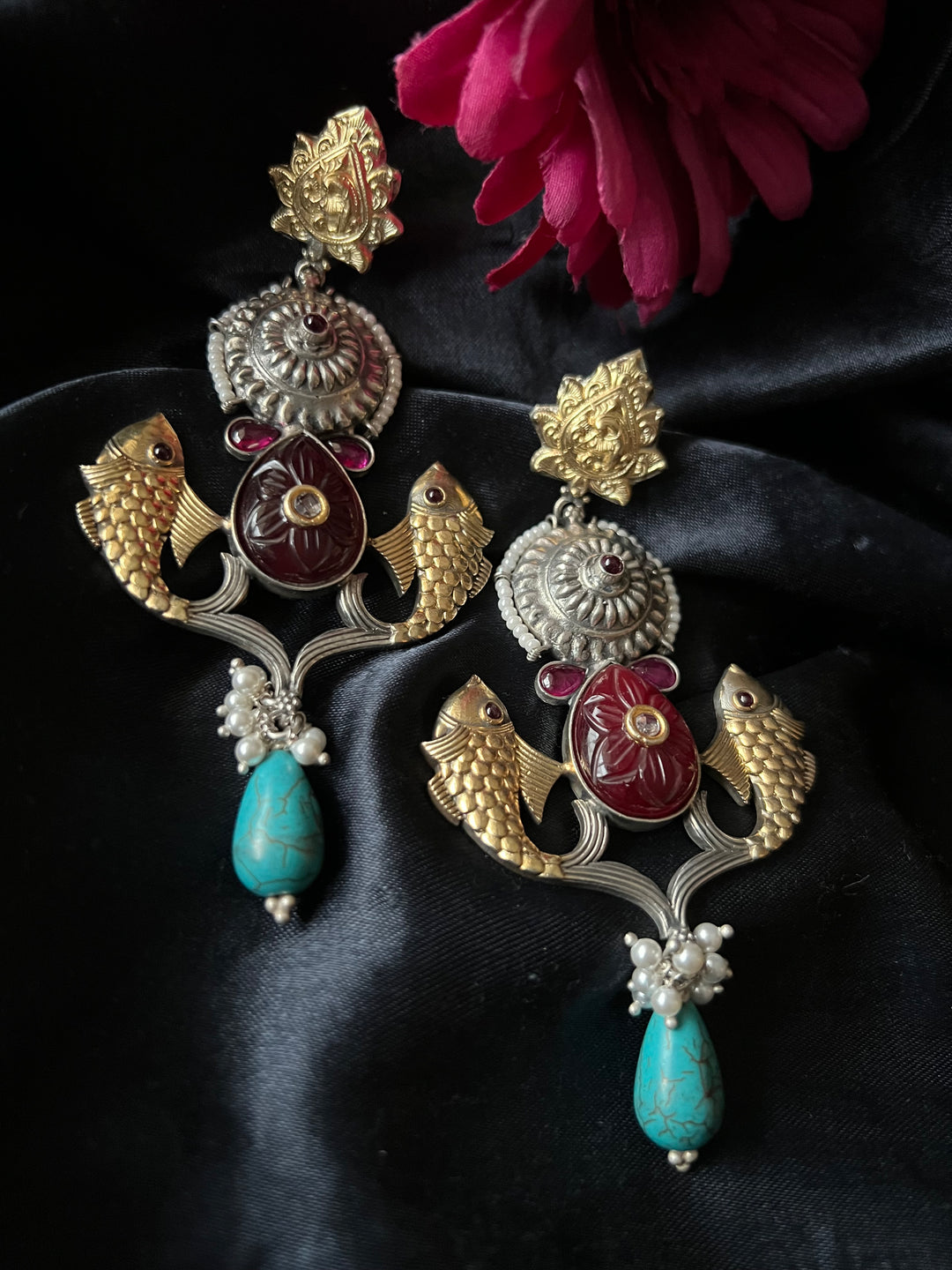 Unique Fish Design Silver Earrings - One-of-a-Kind Piece