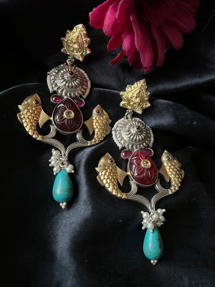 Unique Fish Design Silver Earrings - One-of-a-Kind Piece