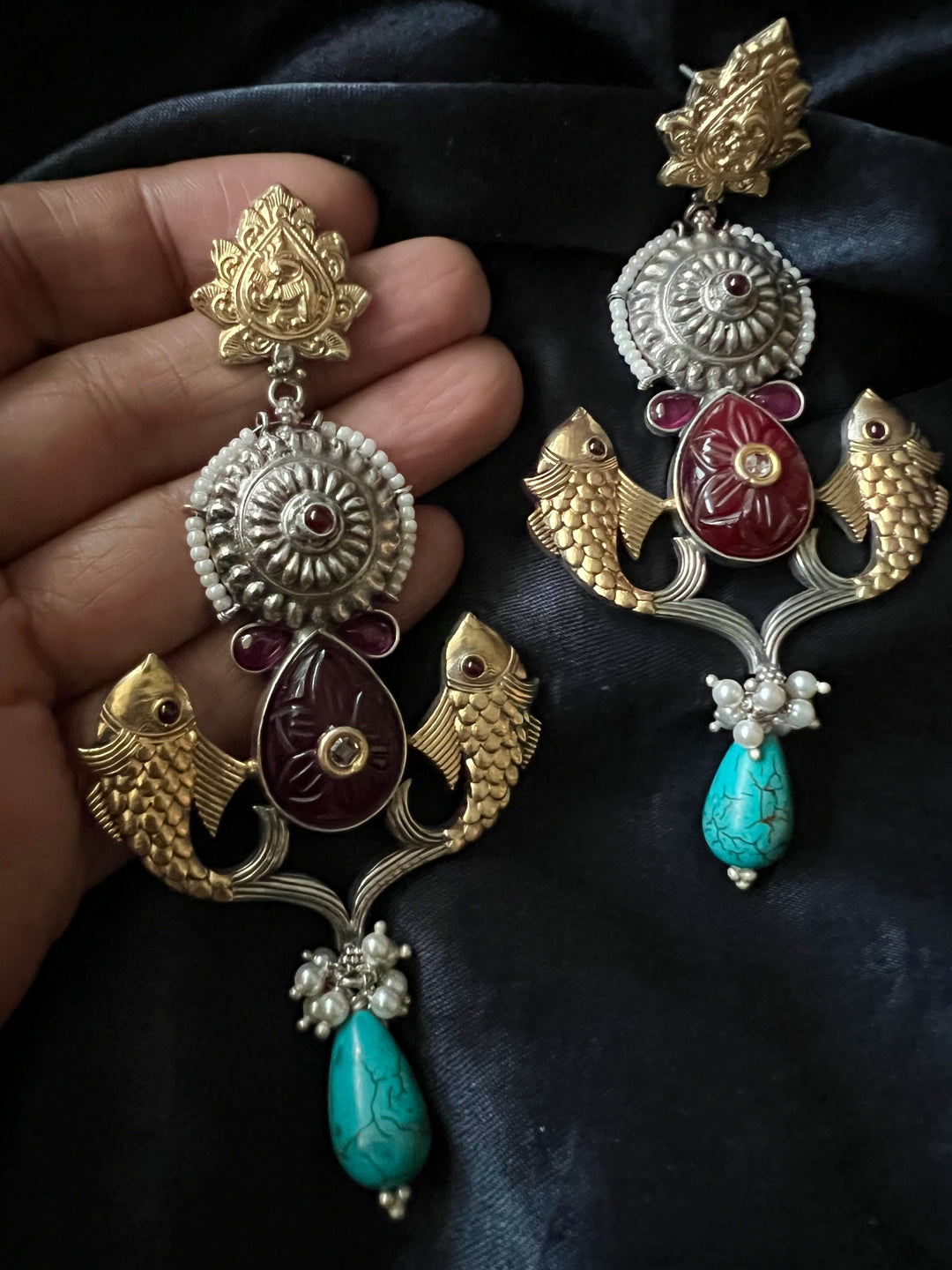 Unique Fish Design Silver Earrings - One-of-a-Kind Piece