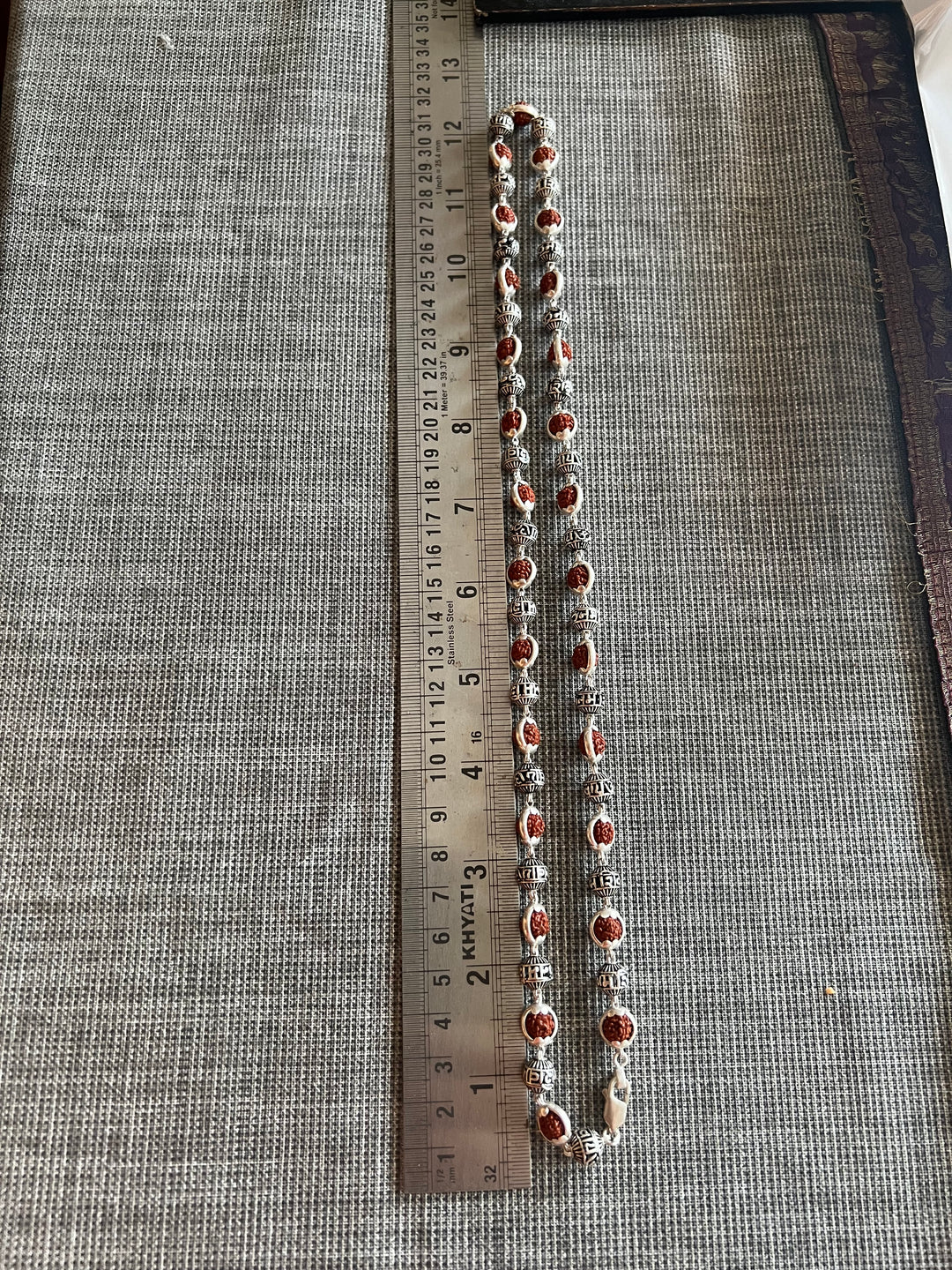 Handmade 925 Silver Necklace with Real Rudraksh & “Om Namah Shivay” Beads